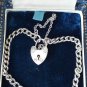 Antique Vintage 1940-s Silver 925 Bracelet 7 inch plus Extension with Padlock.