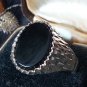 Antique Vintage 1930-s Black Onyx 925 Sterling Silver Ring Size UK Y, US 12!