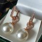 Vintage 1990-s 14 Ct Rolled Gold Pearls / Zircons Earrings - Hallmarked 585 RG