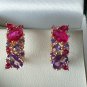 Vintage 1990-s 14 Ct Rolled Gold Ruby / Amethyst Earrings-Hallmarked 585 RG