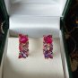 Vintage 1990-s 14 Ct Rolled Gold Ruby / Amethyst Earrings-Hallmarked 585 RG