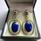 Vintage 1970-s Lapis Lazuli Sterling Silver Drop Earrings - Beautiful Design!