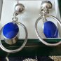 Vintage 1970-s Lapis Lazuli Sterling Silver Drop Earrings - Beautiful Design!