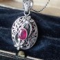 Vintage 1950-s 925 Silver Ruby Beautiful Design Pendant on 18 in Modern Chain.