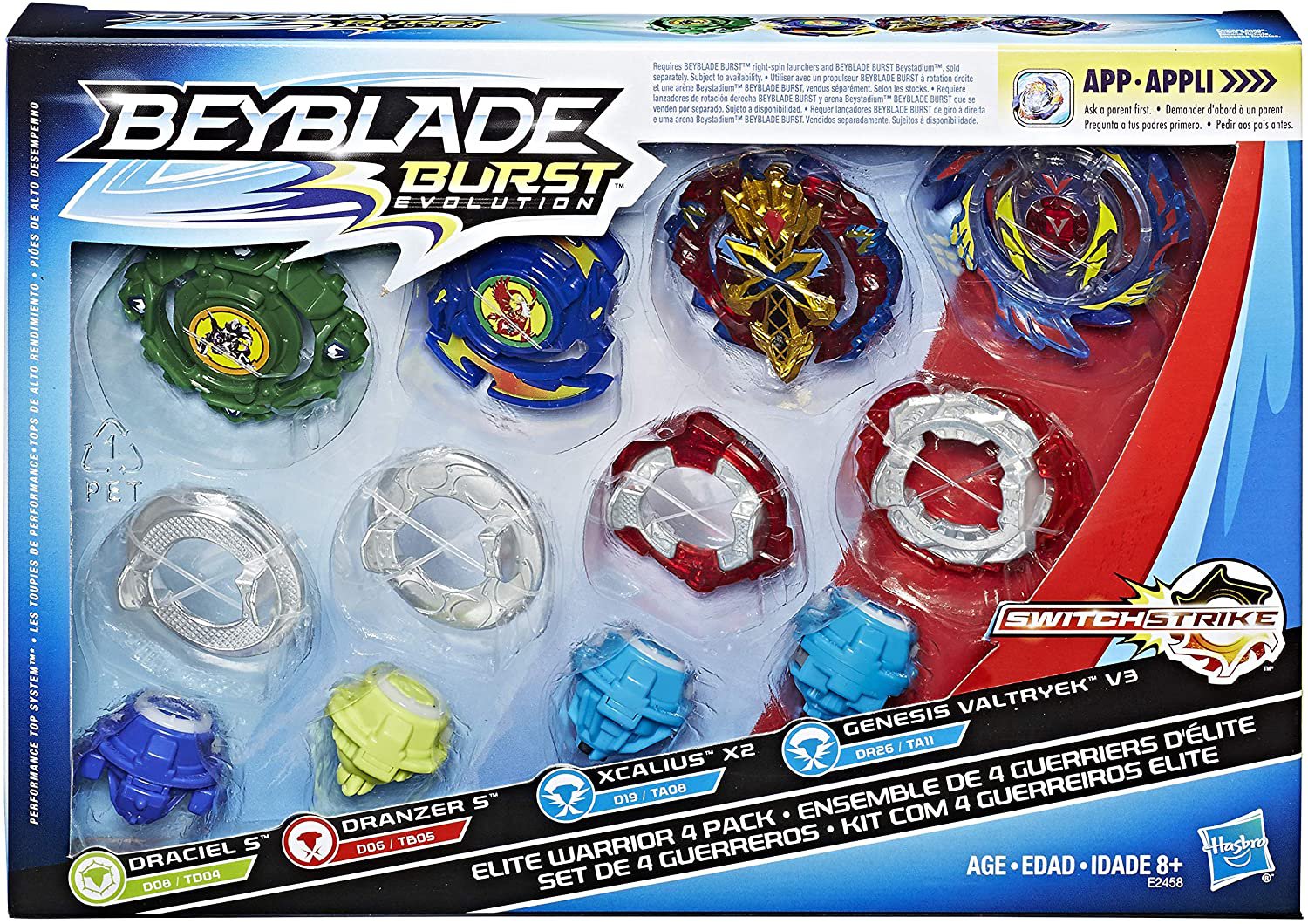Beyblade Burst Evolution Elite Warrior 4-Pack - 4 Iconic Right-Spin Battling Tops