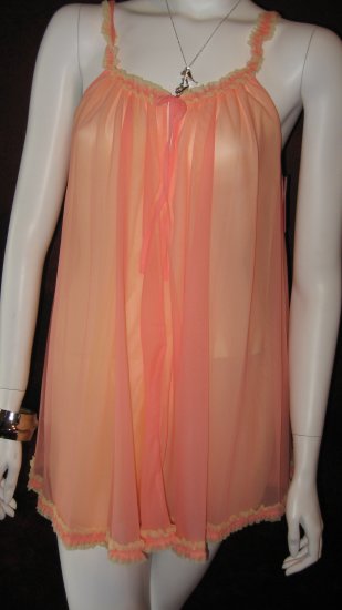 Betsey Johnson Peach and Yellow Babydoll negligee dress