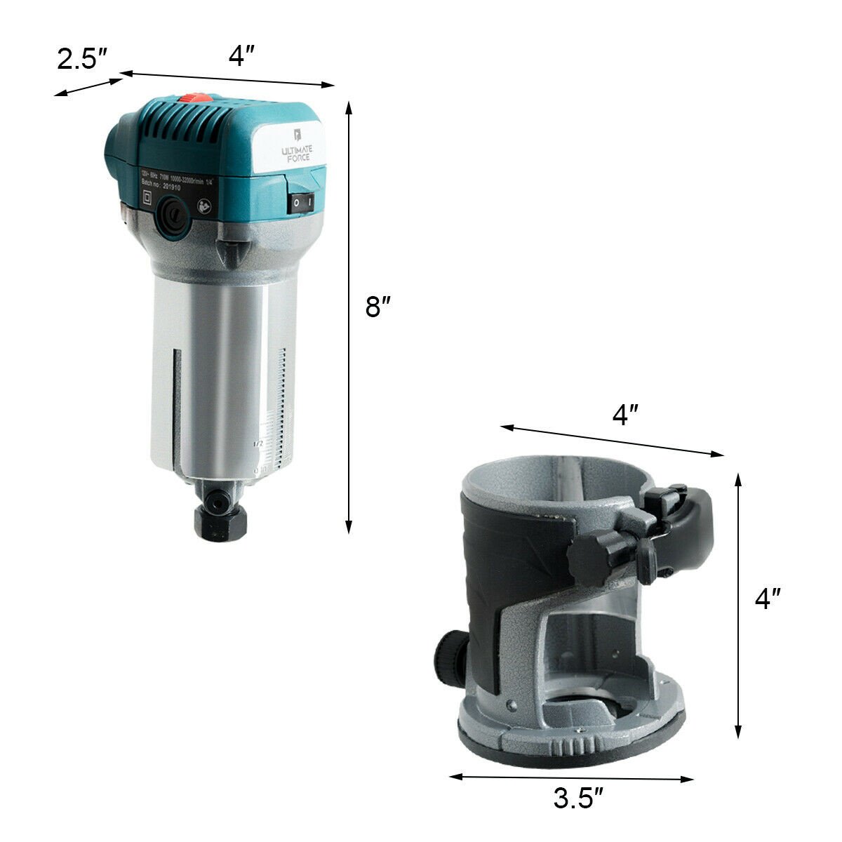 Palm Router Electric Trimmer Kit Variable Speed Woodwork Tool w/3 Base