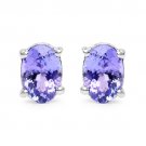 1.50 Carat Genuine Tanzanite .925 Sterling Silver Earrings