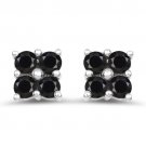 1.04 Carat Genuine Black Sapphire .925 Sterling Silver Earrings