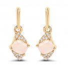 0.57 Carat Genuine Ethiopian Opal and White Diamond 14K Yellow Gold Earrings