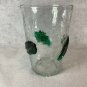 Vintage Blenko 366 Hand Blown Glass Crystal Clear Crackle Vase Green Leaves 7"