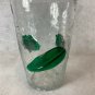 Vintage Blenko 366 Hand Blown Glass Crystal Clear Crackle Vase Green Leaves 7"