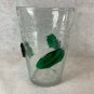 Vintage Blenko 366 Hand Blown Glass Crystal Clear Crackle Vase Green Leaves 7"