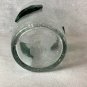 Vintage Blenko 366 Hand Blown Glass Crystal Clear Crackle Vase Green Leaves 7"