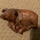 1992 Red Mill Mfg Hogstead Pig Handcrafted Momma Suckling Piglets Baby