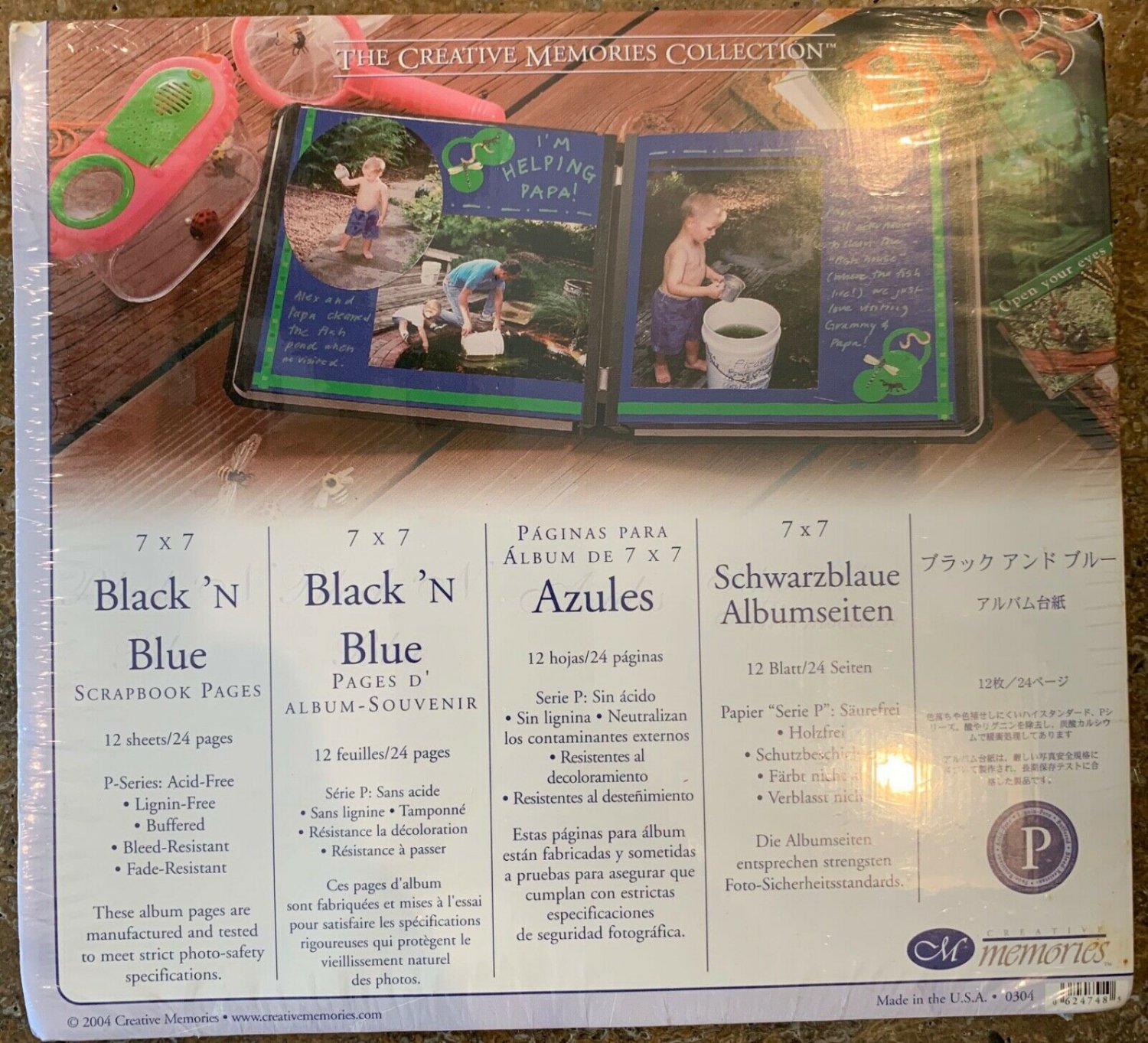 Creative Memories 7X7 Black N Blue Scrapbook Pages 12 Sheets