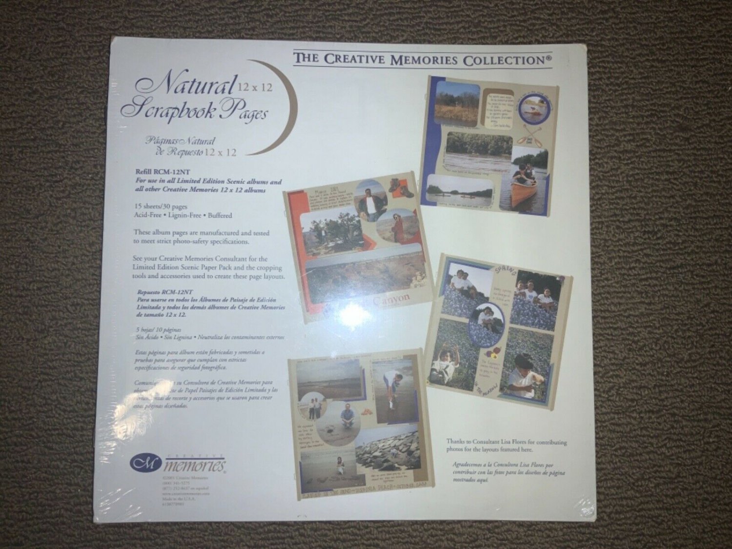 Creative Memories 12x12 Scrapbook Natural Pages Refills 15 Sheets 30 pages 2001