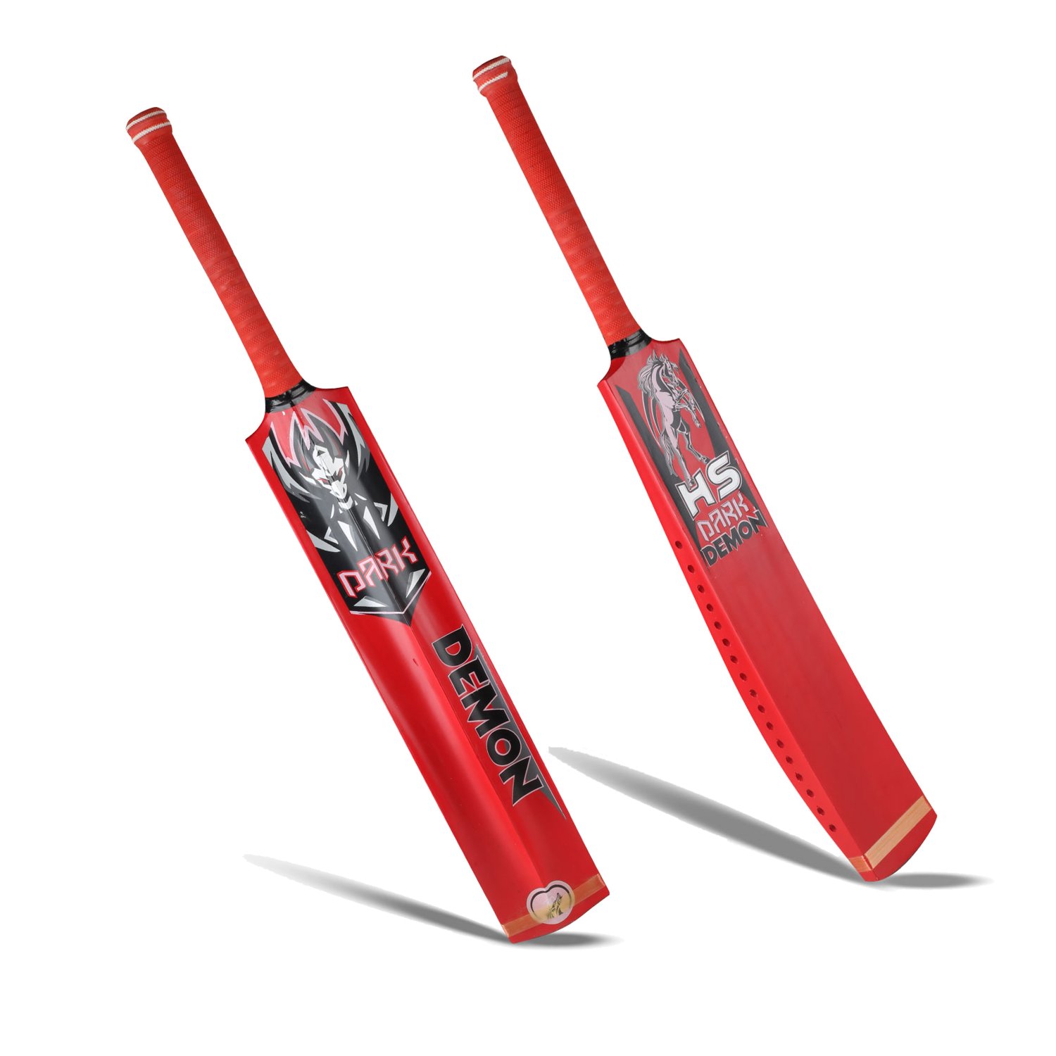 HS CRICKET BAT DARK DEMON KASHMIR WILLOW WOOD CANE HANDLE, SOFTBALL