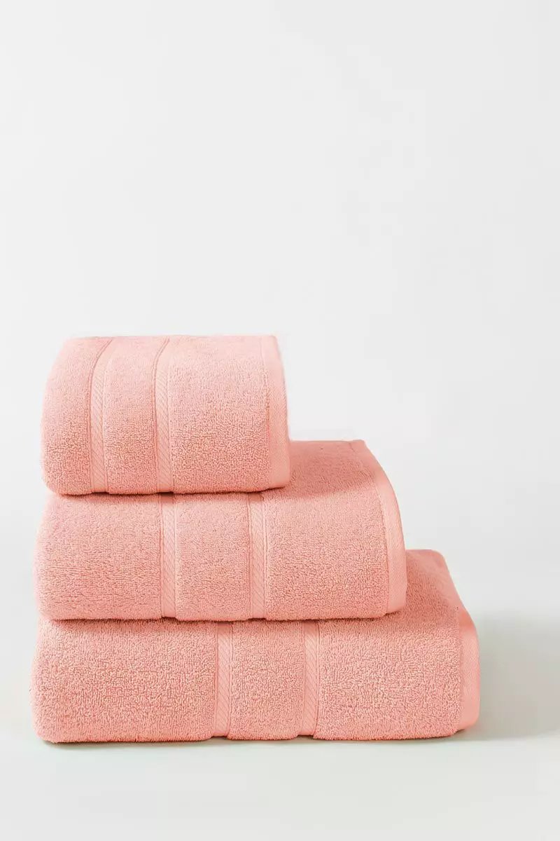 PEACH 100% COTTON BATH TOWELS SOFT LIGHTWEIGHT COMBED - TOILET TOWELS - BATHROOM TOWELS PACK OF 3