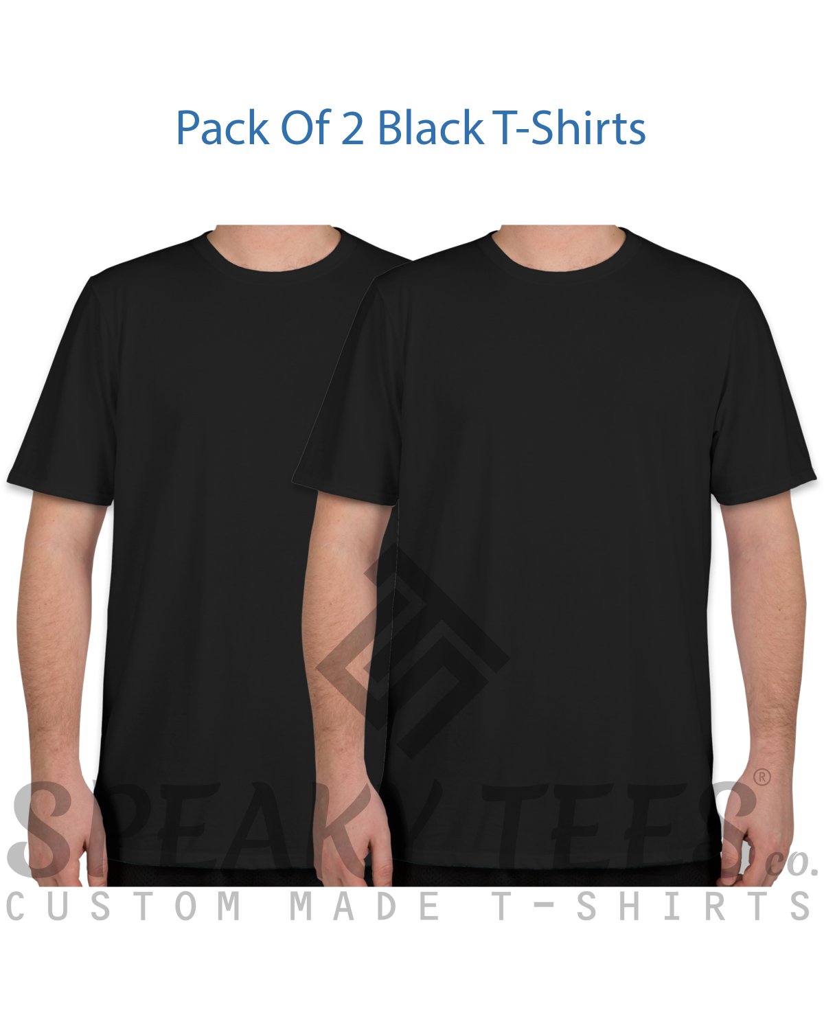 Size XL (Pack of 2 Black Tshirts) Plain Black Cotton Tshirts Unisex