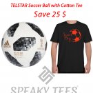 Size XS Cotton Tshirts with Adidas Telstar Soccer Ball-Training Football Plus Sizes Tees T shirts