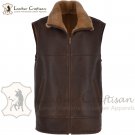 Size (XS - 6XL) Real Leather sheepskin vest For Men Shearling leather Vest in B3 Bomber style