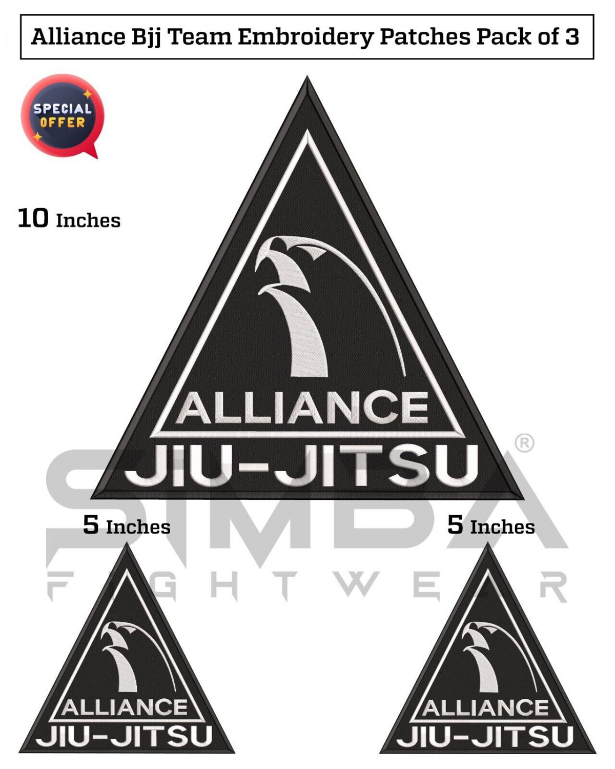 Alliance Bjj Embroidery Patches Jiujitsu Club Gi Patches Kimono Patch Pack of 3