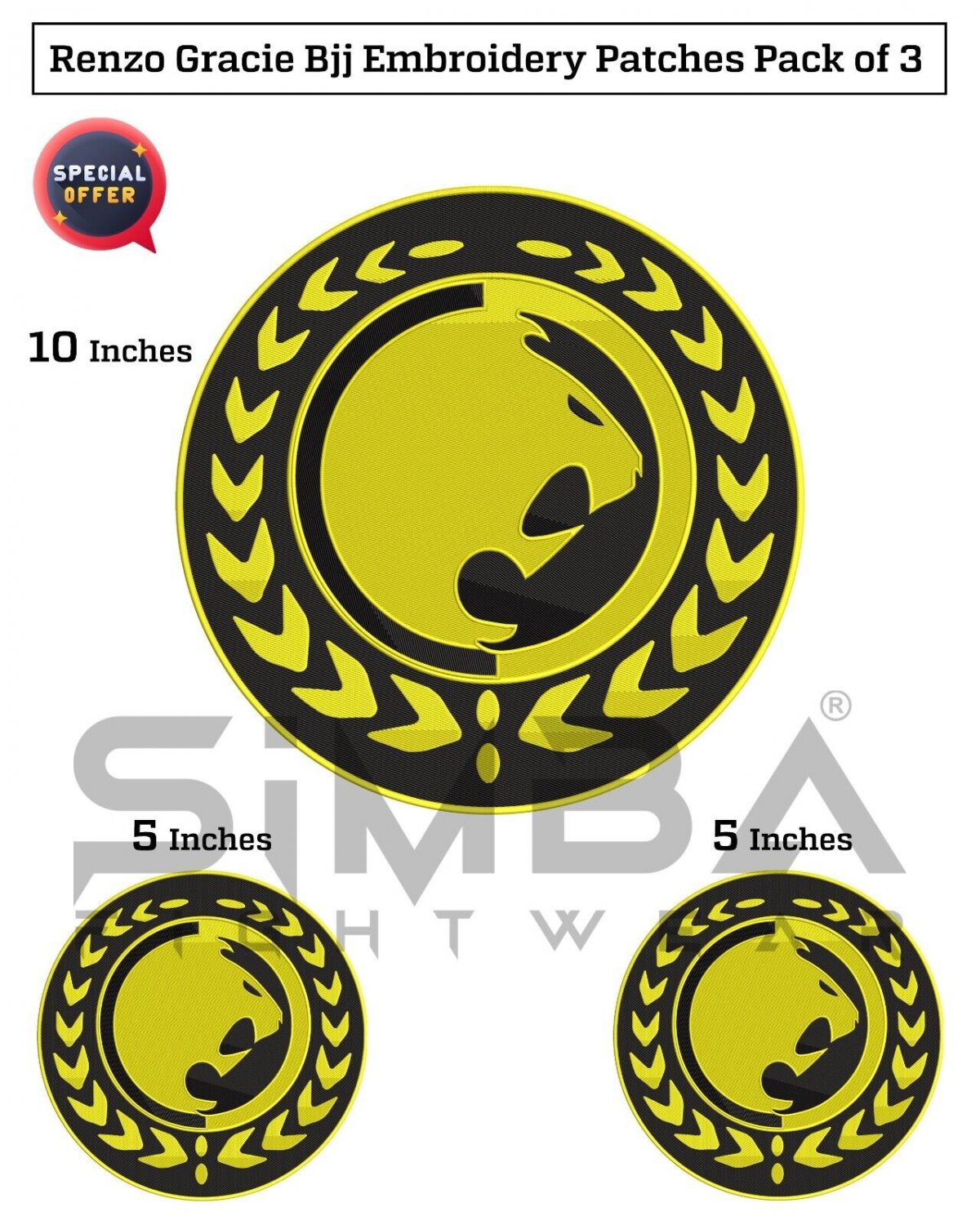 BJJ Gracie Embroidery Patches BJJ Gi Embroidery Patches Renzo BJJ Gi Patches pack of 3
