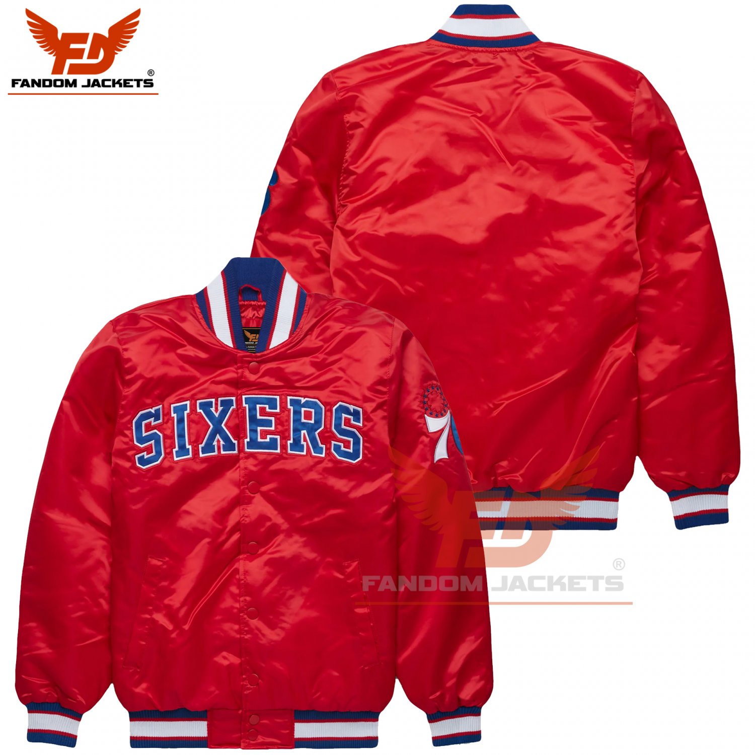 Philadelphia 76ers Team Jacket NBA Satin Jacket NBA Sixers Varsity Jacket