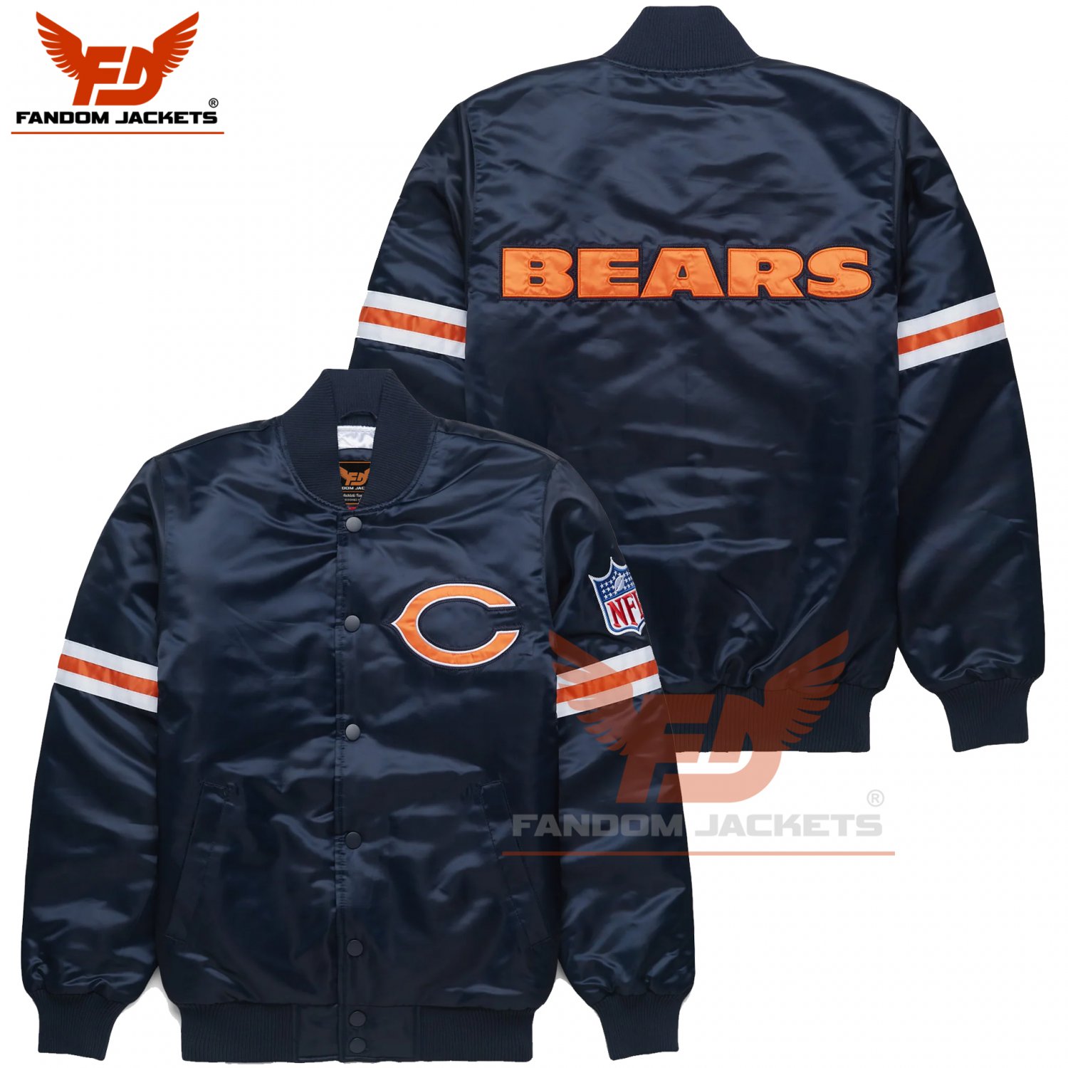 Chicago Bears Jacket NFL Varsity Jacket NFL Team Satin Jacket Chicago NFL Jacket