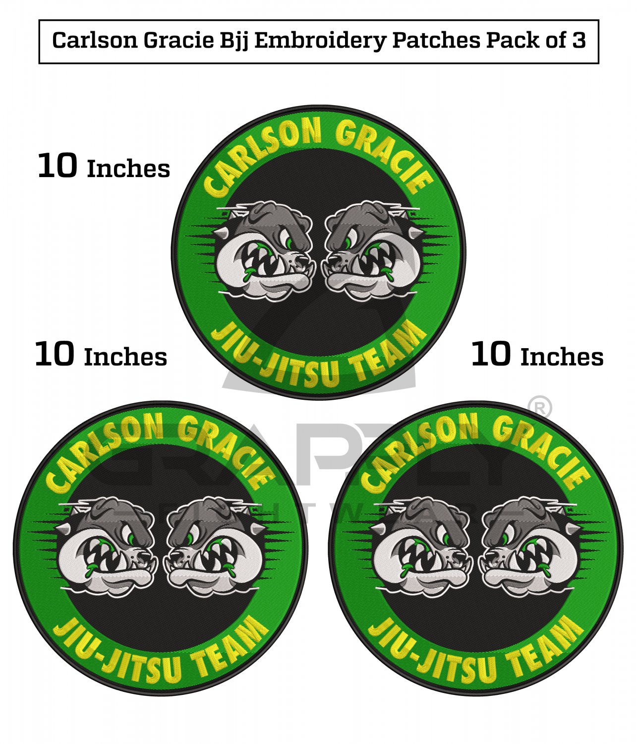 Large Carlson Gracie BJJ Patches Gracie Jiujitsu BJJ Embroidery Patches Pack 3