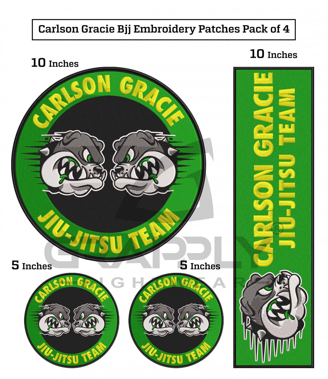 Carlson Gracie BJJ Patches Jiujitsu Gi Patches BJJ Embroidery Patches Pack of 4