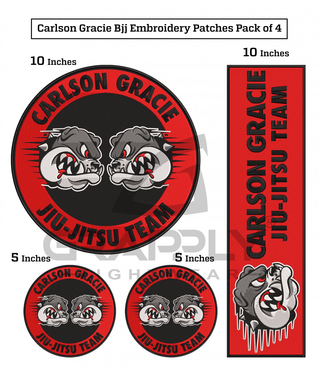 Carlson Gracie Embroidery BJJ Patches BJJ Gracie Jiujitsu Patches Martial Arts Patches Pack of 4