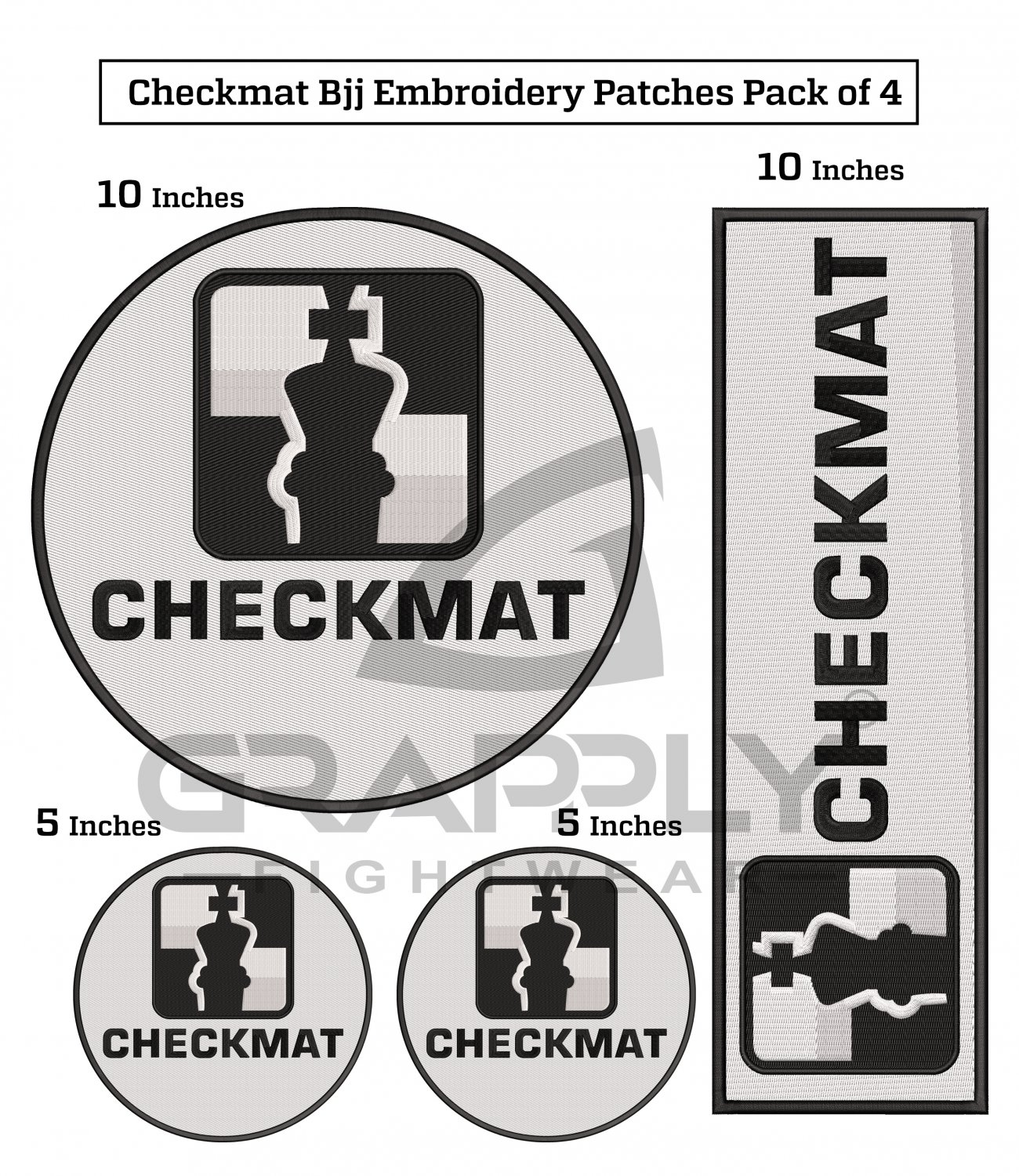 Checkmat BJJ Embroidery Patches BJJ Kimono Patch Checkmat BJJ Patches Full Pack