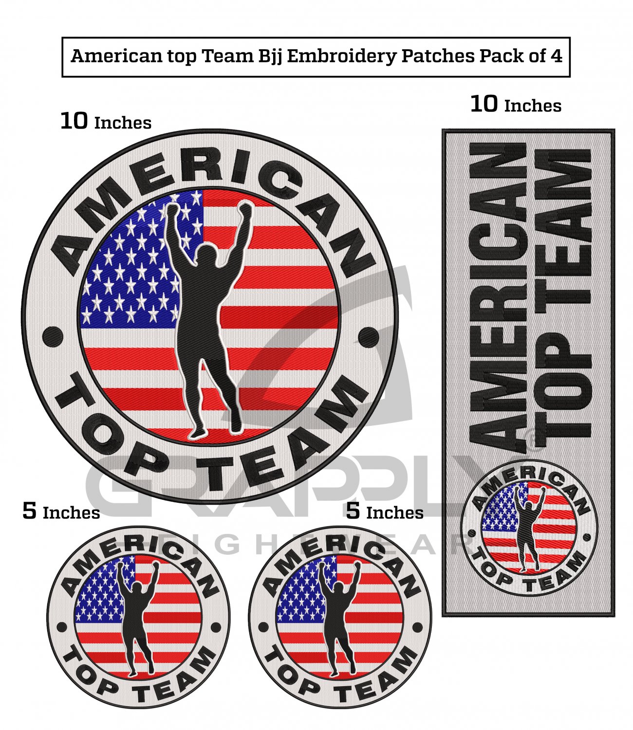 American Top Team BJJ Gi Patches USA Jiujitsu Embroidery Patches Full Pack