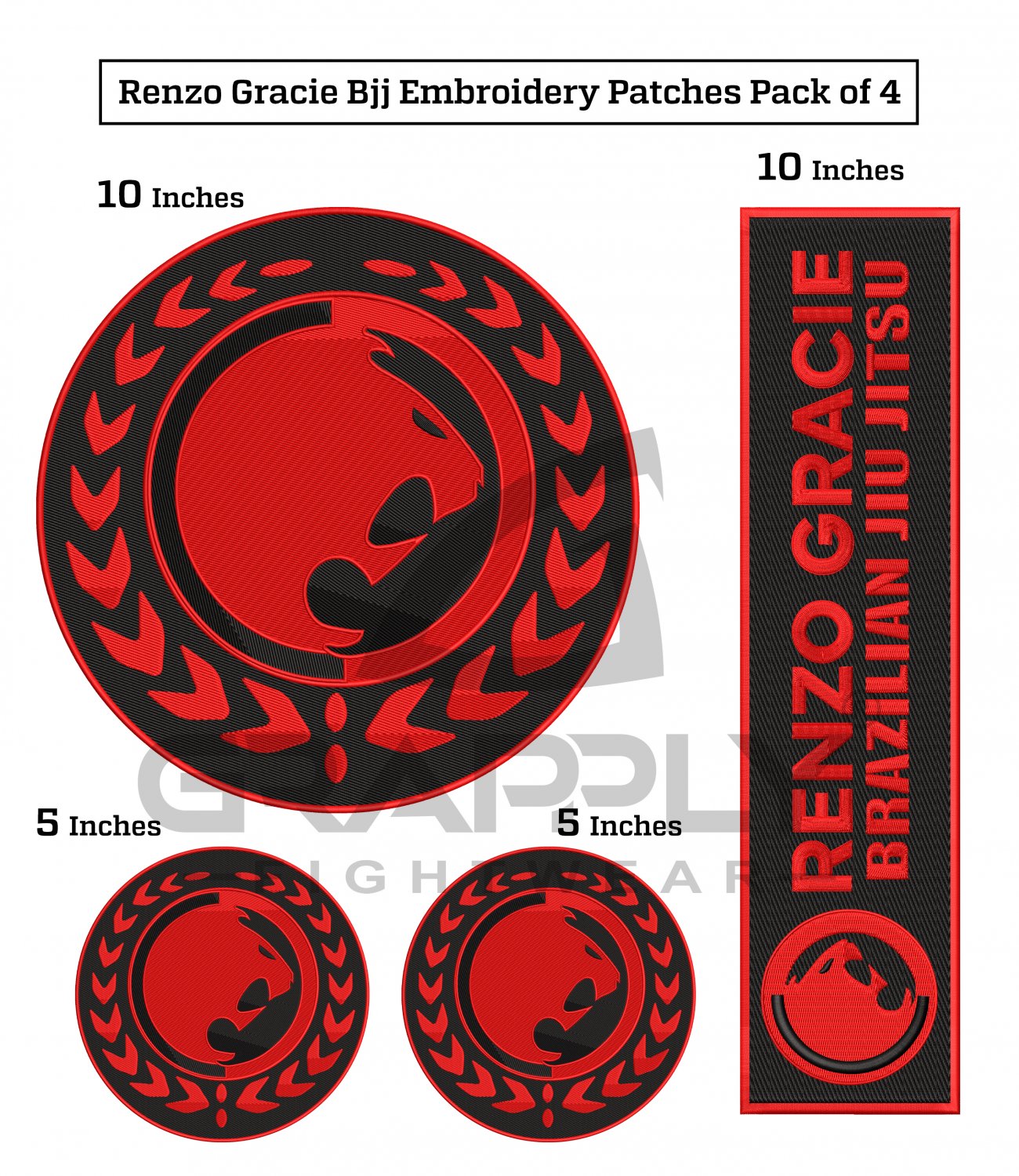 Renzo Gracie BJJ Embroidery Patches BJJ Gi Patches BJJ Gracie Embroidery Patches