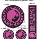 Pink BJJ Gi Patches Renzo Gracie Embroidery Patches BJJ Gracie Patches Full Set