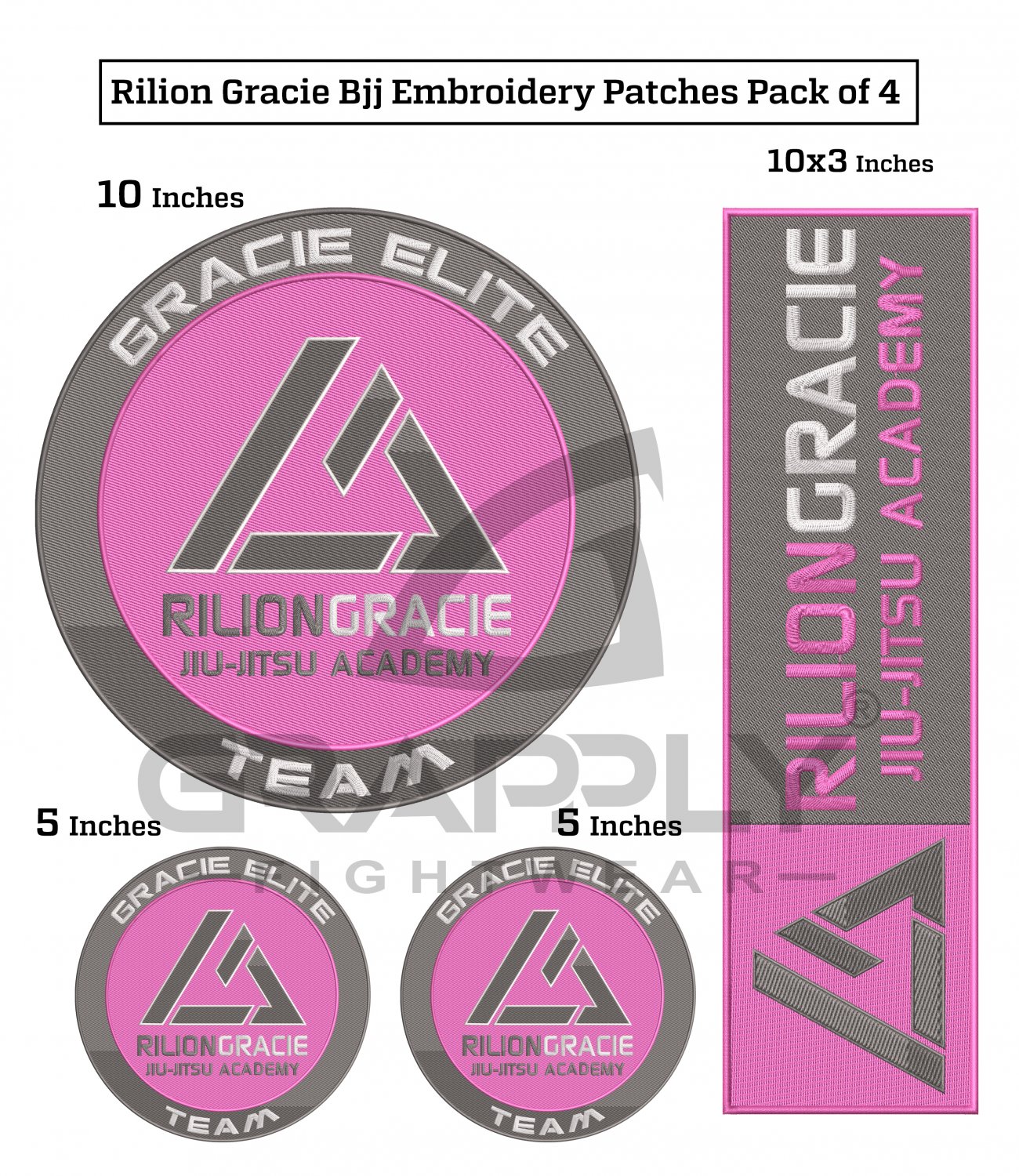 BJJ Rilion Gracie Embroidery Patches BJJ Patches Martial arts Gracie Jiujitsu Patches Pack of 4