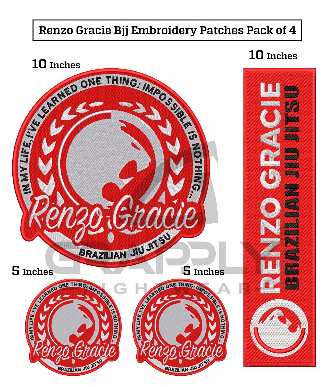 BJJ Embroidery Patch Renzo Gracie Team Patches BJJ Gracie club Patches Pack of 4