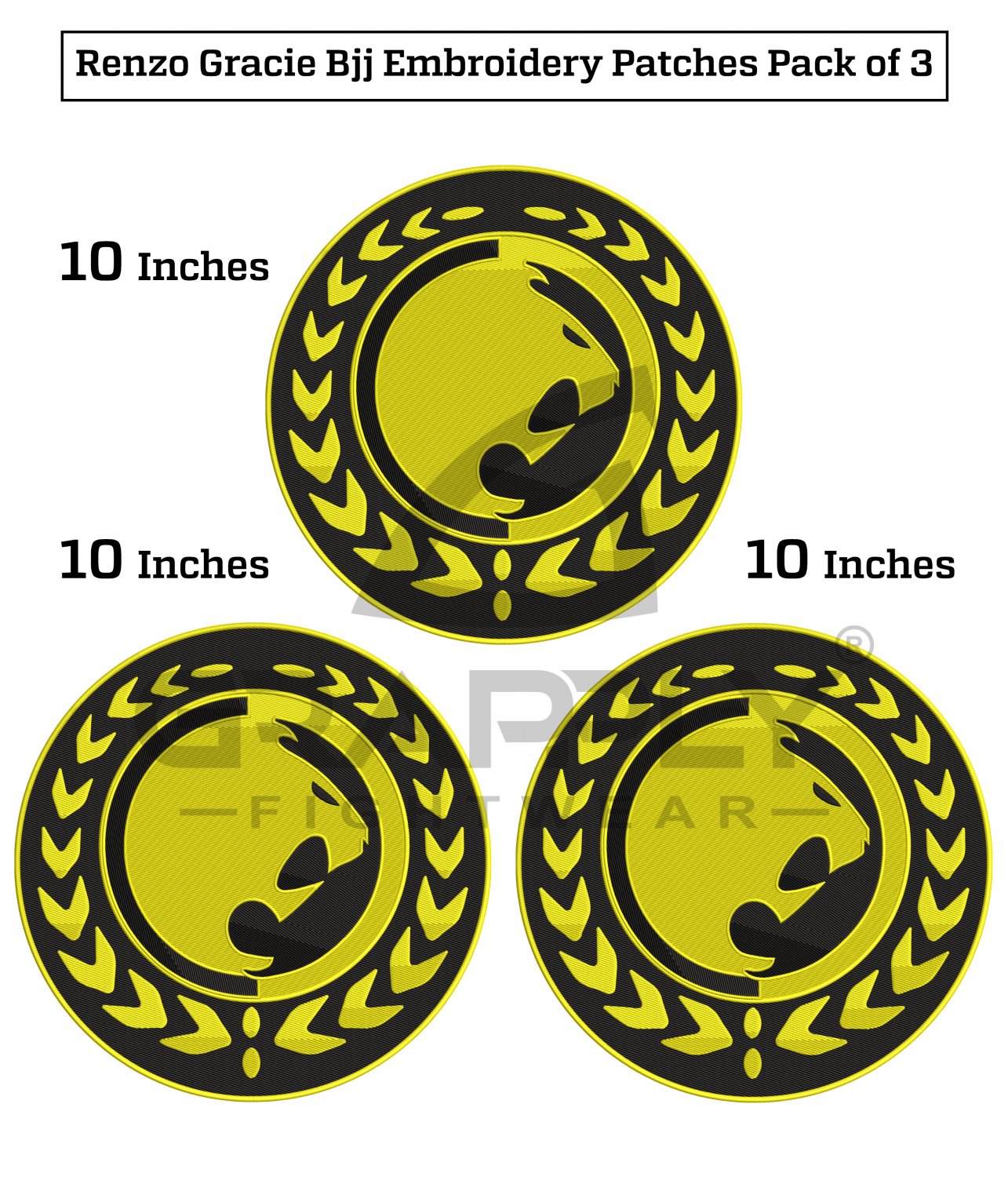 Renzo BJJ Gi Patches Gracie Embroidery Patches BJJ Gi Embroidery Patches Pack 3