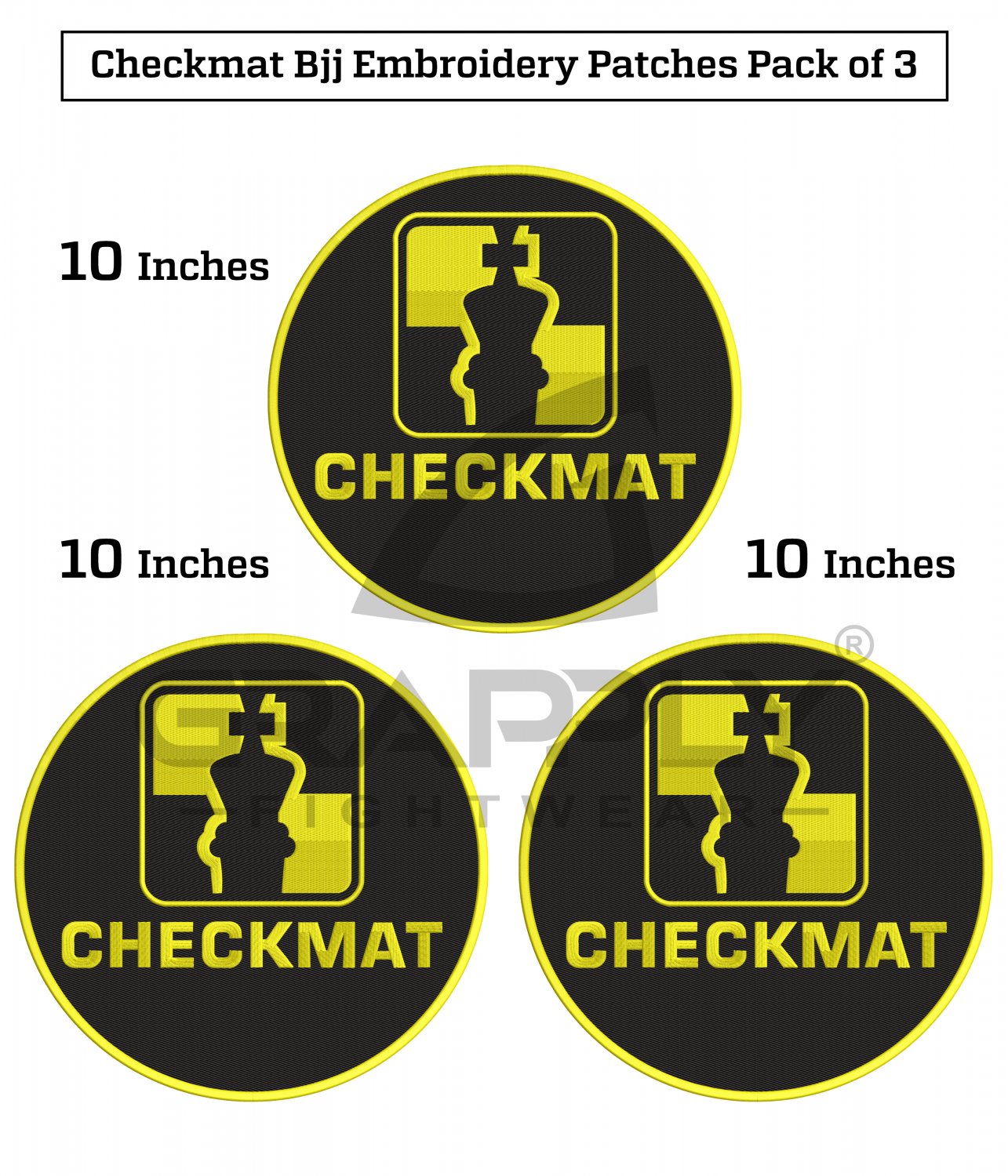 BJJ Checkmat Embroidery Patches Jiujitsu Gi Patches BJJ Kimono Patches Pack of 3