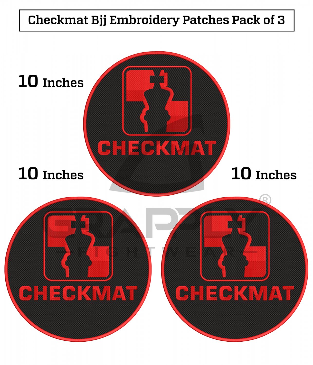 Checkmat BJJ Kimono Patch BJJ Checkmat Patches Jiujitsu Gi Embroidery Patches Pack of 3