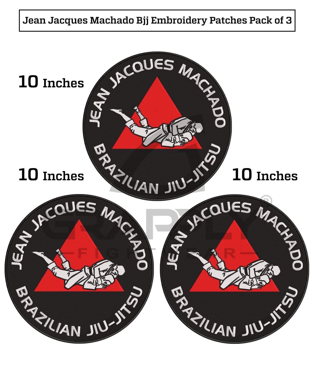 Jiujitsu Jacques Machado Embroidery Patches Martial Arts Patches BJJ Gi Patches Pack of 3
