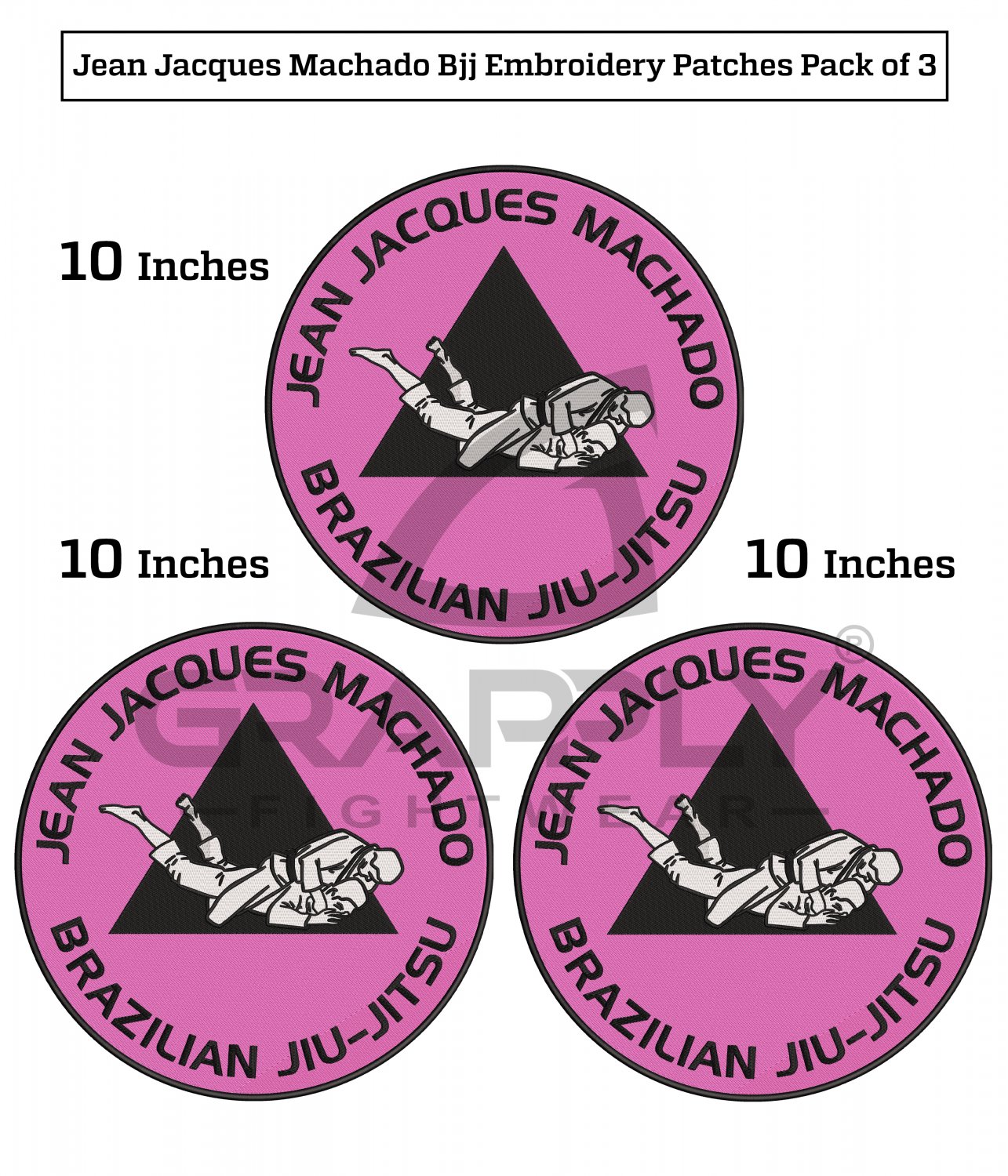 3 Pcs BJJ Gi Kimono Patches Jacques Machado BJJ Patches Jiujitsu Embroidery Patches