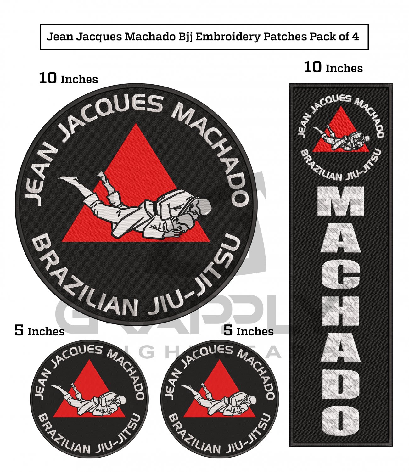 BJJ Machado team Embroidery Patches Jiujitsu Martial Arts Patches BJJ Gi Patches Pack of 4
