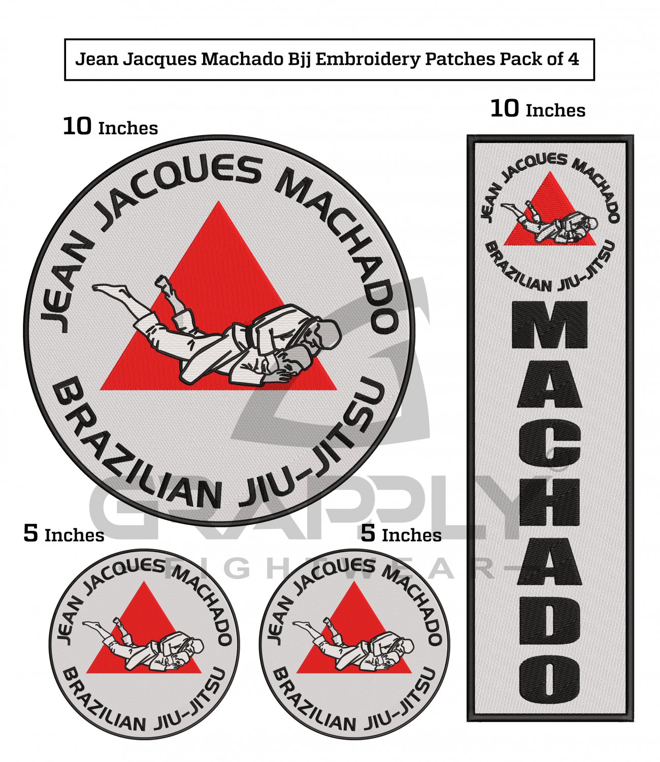 Machado Jiujitsu Team Embroidery Patches Martial Arts Patches BJJ Gi Patches Pack of 4