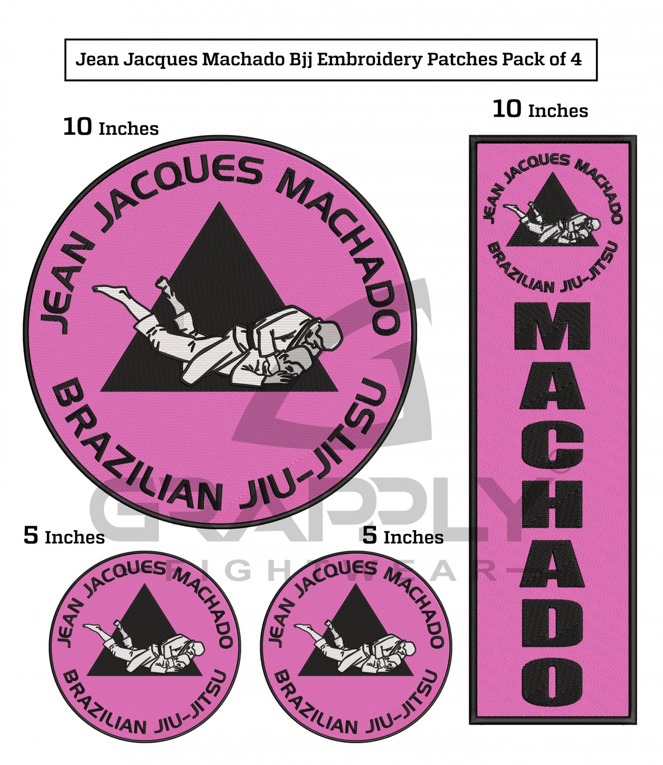 Machado BJJ Gi Patches Jiujitsu Embroidery Patches Machado BJJ Team Patches Pack of 4