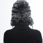 URSFUR Women's Rex Rabbit Fur Hats Winter Ear Cap Flexible Multicolor (Gray)