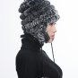 URSFUR Women's Rex Rabbit Fur Hats Winter Ear Cap Flexible Multicolor (Gray)