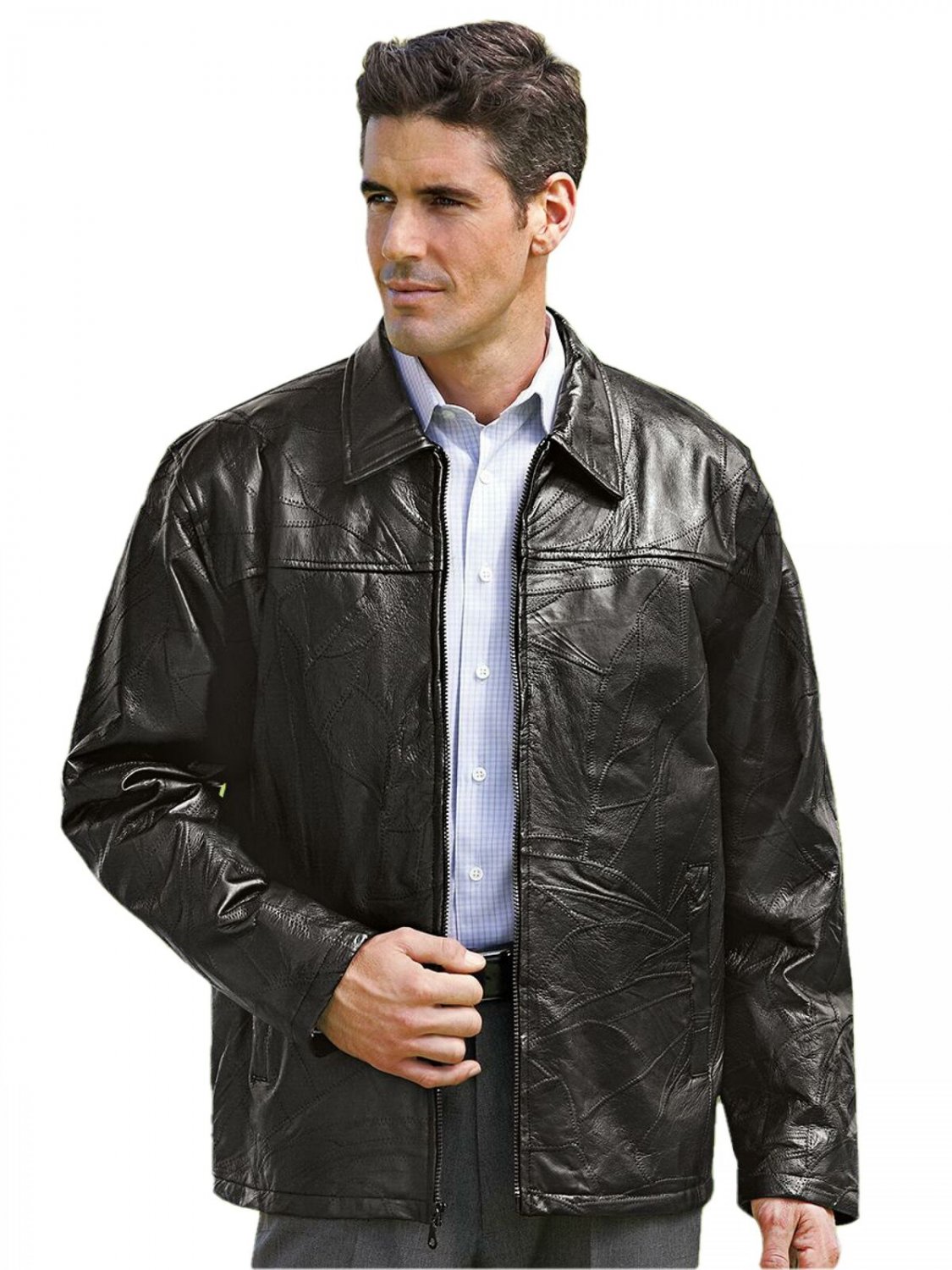 Haband Executive Division Men's Year Round Leather Jacket Fleece Liner ...